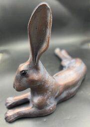Inspirational Gifting Laying Hare Garden Sculpture Cast Aluminium Ornament in Bronze - thumbnail 8