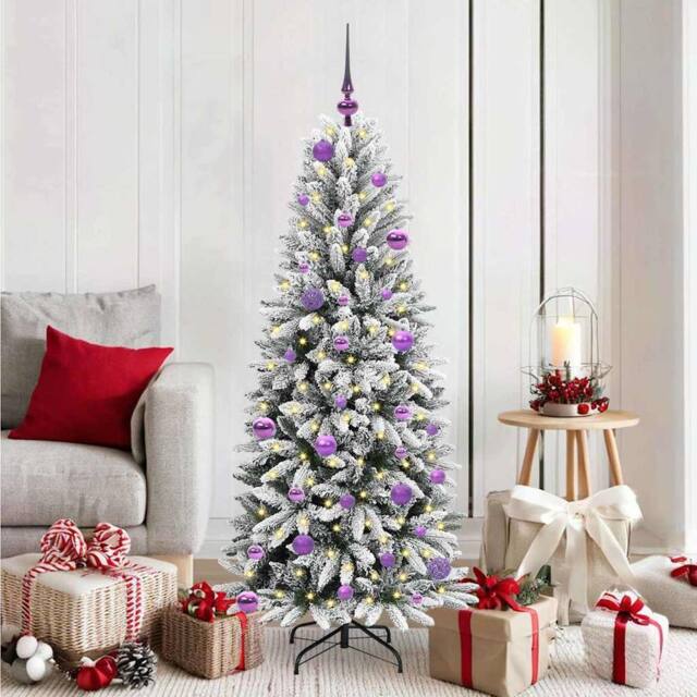 Berkfield Home Artificial Christmas Tree with 150 LEDs White 63 x 63 x 150 cm - image 1