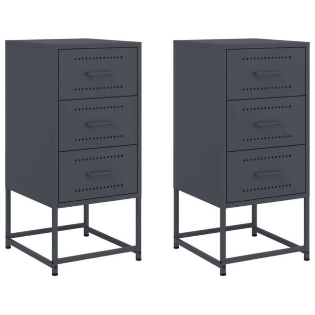 Berkfield Home Bedside Cabinets 2 pcs Anthracite 36x39x78 cm Steel in Charcoal - Size: 36 x 39 x 78 cm - image 1