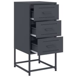 Berkfield Home Bedside Cabinets 2 pcs Anthracite 36x39x78 cm Steel in Charcoal - Size: 36 x 39 x 78 cm - thumbnail 9