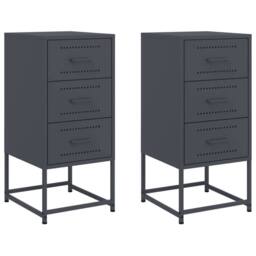 Berkfield Home Bedside Cabinets 2 pcs Anthracite 36x39x78 cm Steel in Charcoal - Size: 36 x 39 x 78 cm - thumbnail 1