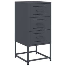 Berkfield Home Bedside Cabinets 2 pcs Anthracite 36x39x78 cm Steel in Charcoal - Size: 36 x 39 x 78 cm - thumbnail 5