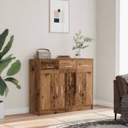 Berkfield Home Sideboard Old Wood 91x28x75 cm Engineered Wood in Brown - Size: 91 x 28 x 75 cm - thumbnail 3