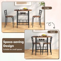 Gymax 3 PCS Wood Grain Dining Table Set Kitchen Table & Chairs in Brown - thumbnail 8