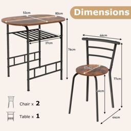 Gymax 3 PCS Wood Grain Dining Table Set Kitchen Table & Chairs in Brown - thumbnail 2
