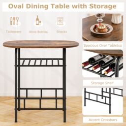 Gymax 3 PCS Wood Grain Dining Table Set Kitchen Table & Chairs in Brown - thumbnail 4