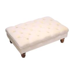 KORVIXA Chesterfield Velvet Upholstered Bench Stool Chair in Beige - Size: 100 cm x 100 cm - thumbnail 1