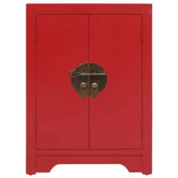 Berkfield Home Bedside Cabinet Red 38x28x52 cm Paulownia Wood - Size: 38 x 28 x 52 cm