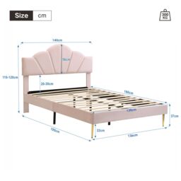 Matteo Velvet Upholstered Double Bed with Adjustable Headboard, Pink - thumbnail 9