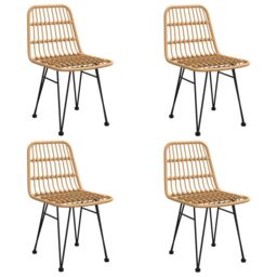 Berkfield Home 5 Piece Garden Dining Set Poly Rattan in Brown - thumbnail 4