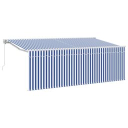 Berkfield Home Retractable Awning Manual Blue & white White 350 x 200 cm - thumbnail 2