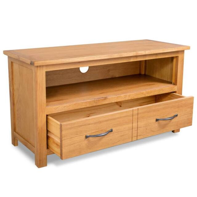 Berkfield Home TV Cabinet 90x35x48 cm Solid Oak Wood in Brown - Size: 90 x 35 x 48 cm - image 1