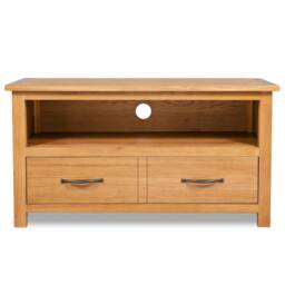 Berkfield Home TV Cabinet 90x35x48 cm Solid Oak Wood in Brown - Size: 90 x 35 x 48 cm - thumbnail 3