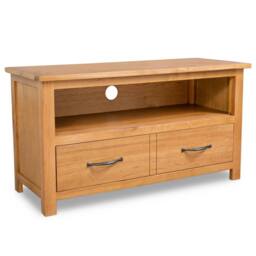 Berkfield Home TV Cabinet 90x35x48 cm Solid Oak Wood in Brown - Size: 90 x 35 x 48 cm - thumbnail 2
