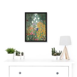 Artery8 Gustav Klimt Flower Garden 1907 Art Nouveau Floral Home Painting A4 Artwork Framed Wall Art Print in Black - thumbnail 2