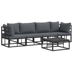 Berkfield Home Garden Sofa Set 5 pcs Black 70 x 70 x 32 cm Aluminium - thumbnail 3