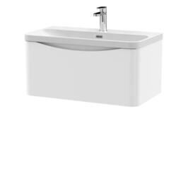 Balterley Arch Bathroom Wall Hung 1 Drawer Vanity, Ceramic Basin, White, 800mm in White