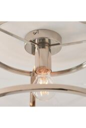 Netlighting Hopton Cylindrical Ceiling Light Bright Nickel Clear Glass Shade in Grey - thumbnail 6