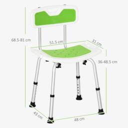 NESTLUNE Shower Stool for Elderly Disabled Adjustable in Green - thumbnail 2