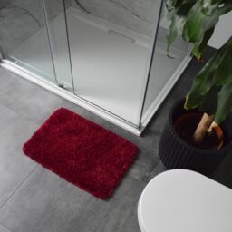 Allure Bath Fashions Shaggy Microfibre Non Slip Bath Mat 40 x 60cm in Burgundy - Size: 40 x 60 cm - thumbnail 3