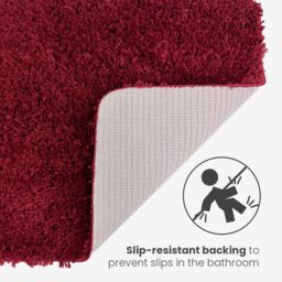 Allure Bath Fashions Shaggy Microfibre Non Slip Bath Mat 40 x 60cm in Burgundy - Size: 40 x 60 cm - thumbnail 4