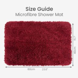 Allure Bath Fashions Shaggy Microfibre Non Slip Bath Mat 40 x 60cm in Burgundy - Size: 40 x 60 cm - thumbnail 5