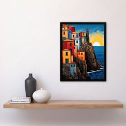 Artery8 Wall Art Print Cinque Terre Coastal Sunrise Acrylic Painting Italy Fishing Villages Riomaggiore Manarola Corniglia Vernazza & Monterosso Art - thumbnail 4