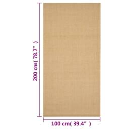 Berkfield Home Rug Natural Sisal 100x200 cm in Tan - Size: Medium - thumbnail 7