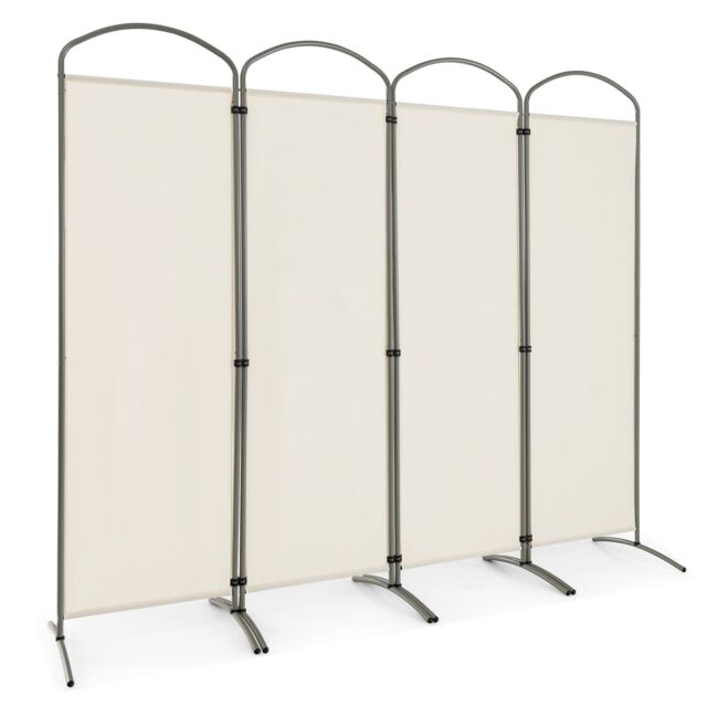 Costway 4 Panel Room Divider 188cm Folding Privacy Screen Portable Freestanding Divider in White - image 1