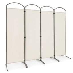 Costway 4 Panel Room Divider 188cm Folding Privacy Screen Portable Freestanding Divider in White - thumbnail 1