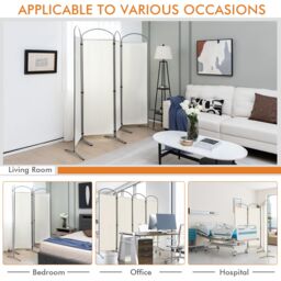 Costway 4 Panel Room Divider 188cm Folding Privacy Screen Portable Freestanding Divider in White - thumbnail 6