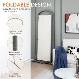 Costway 4 Panel Room Divider 188cm Folding Privacy Screen Portable Freestanding Divider in White - thumbnail 5