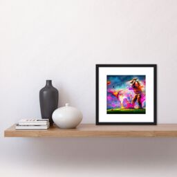 Artery8 Abstract Splatter Art Golf Course Golfer Golfing Oil Painting Taking a Swing on Green Multicoloured Square Wooden Framed Wall Art Print - thumbnail 2