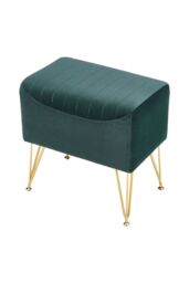 Living and Home Soft Channel Velvet Stool with Gold Legs in Green - thumbnail 3