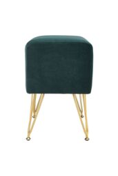 Living and Home Soft Channel Velvet Stool with Gold Legs in Green - thumbnail 4