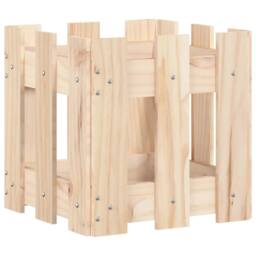 Berkfield Home Garden Planter with Fence Design 30x30x30 cm Solid Wood Pine in Light Tan - Size: 30 x 30 x 30 cm - thumbnail 4