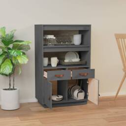 Berkfield Home Highboard Grey 67x40x108.5 cm Solid Wood Pine - thumbnail 1