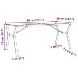Berkfield Home Dining Table Legs Y-Frame 180x80x73 cm Cast Iron in Black - Size: 180 x 80 x 73 cm - thumbnail 9