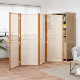 Berkfield Home 4-Panel Room Divider Cream White 280x180 cm in Beige