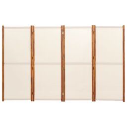 Berkfield Home 4-Panel Room Divider Cream White 280x180 cm in Beige - thumbnail 4