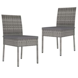 Berkfield Home Garden Dining Chairs 2 pcs Poly Rattan Grey