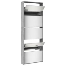 Berkfield Home Shoe Cabinet with Mirror 5-Layer Grey Sonoma 63x17x169.5 cm - thumbnail 4