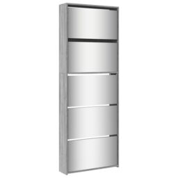 Berkfield Home Shoe Cabinet with Mirror 5-Layer Grey Sonoma 63x17x169.5 cm - thumbnail 2