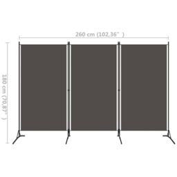 Berkfield Home 3-Panel Room Divider Anthracite 260x180 cm in Grey - thumbnail 5