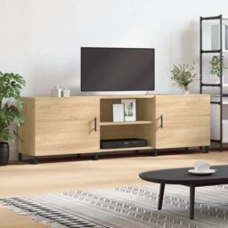 Berkfield Home TV Cabinet Sonoma Oak 150x30x50 cm Engineered Wood in Brown - Size: 150 x 30 x 50 cm - thumbnail 1