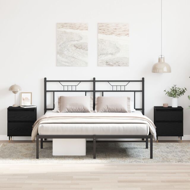 Berkfield Home Bedside Cabinets 2pcs Black Oak 40x35x50 cm Engineered Wood - Size: 40 x 35 x 50 cm - image 1