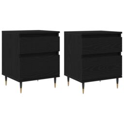 Berkfield Home Bedside Cabinets 2pcs Black Oak 40x35x50 cm Engineered Wood - Size: 40 x 35 x 50 cm - thumbnail 2