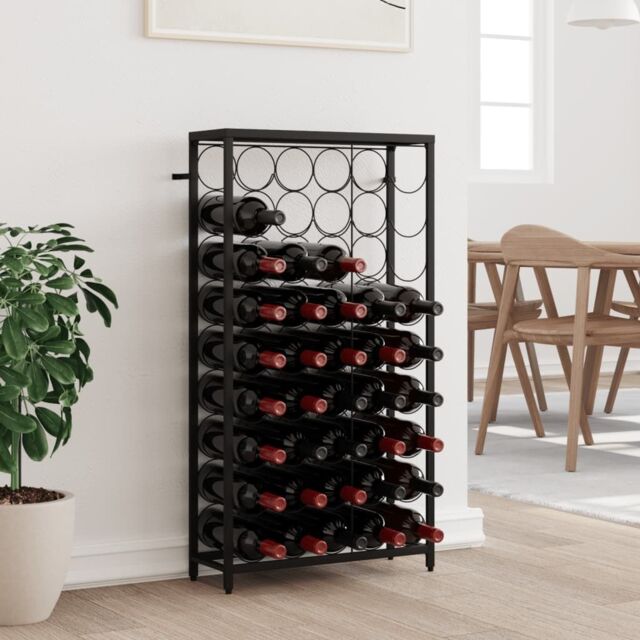 Berkfield Home Wine Rack for 45 Bottles Black 54x18x100 cm Wrought Iron - Size: 54 x 18 x 100 cm - image 1