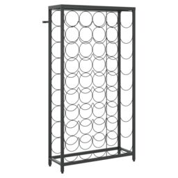 Berkfield Home Wine Rack for 45 Bottles Black 54x18x100 cm Wrought Iron - Size: 54 x 18 x 100 cm - thumbnail 2