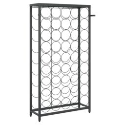 Berkfield Home Wine Rack for 45 Bottles Black 54x18x100 cm Wrought Iron - Size: 54 x 18 x 100 cm - thumbnail 5